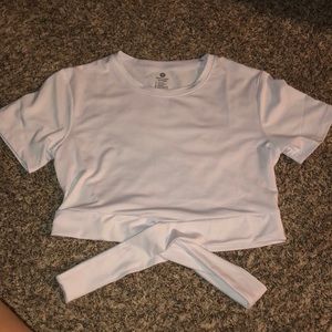 White workout crop top